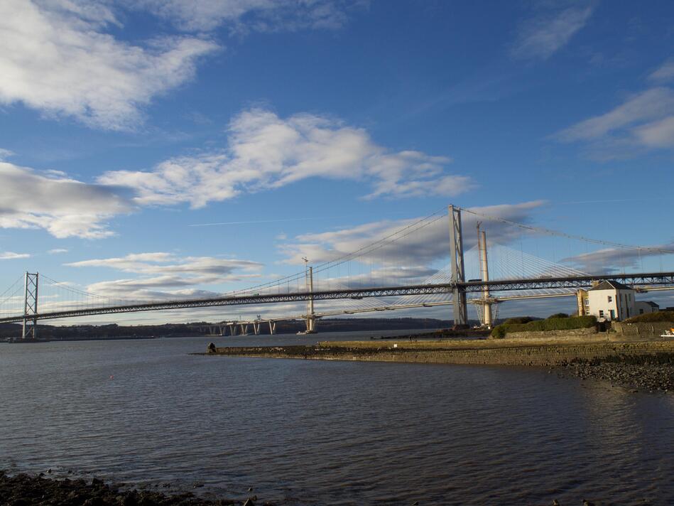 Two bridges spanning across a body of water.